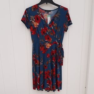 Arnett Faux Wrap Knit Short Sleeve Dress